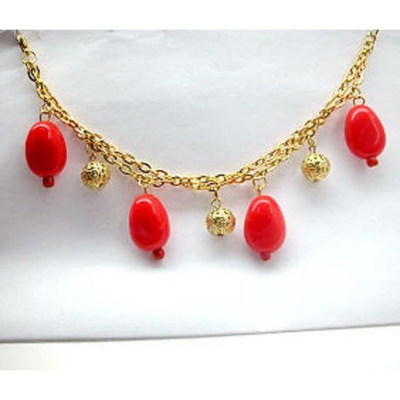 Double bracelet w/ filigree & orange beads Adjustable - Picture 3 of 4